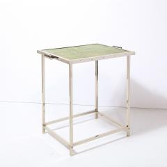 Art Deco Revival Modernist Polished Aluminum Side Table with Shagreen Top - 2143482