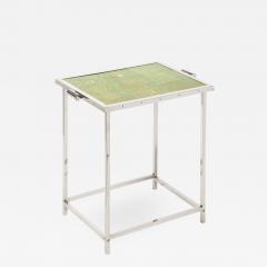 Art Deco Revival Modernist Polished Aluminum Side Table with Shagreen Top - 2144773