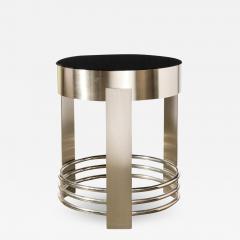 Art Deco Revival Occasional Table in Brushed Nickel with Polished Banding - 3044690