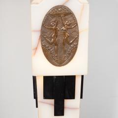 Art Deco Revival Skyscraper Chiparus Style Onyx and Bronze Illuminated Pedestal - 1560038