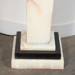 Art Deco Revival Skyscraper Chiparus Style Onyx and Bronze Illuminated Pedestal - 1560041