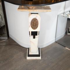 Art Deco Revival Skyscraper Chiparus Style Onyx and Bronze Illuminated Pedestal - 1560044
