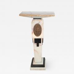 Art Deco Revival Skyscraper Chiparus Style Onyx and Bronze Illuminated Pedestal - 1561402