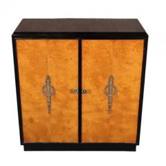 Art Deco Rosewood Burl Walnut 2 Door Dry Bar Cabinet - 4232215