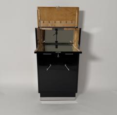 Art Deco Rotating Bar Cabinet Black Lacquer Maple Chrome France circa 1930 - 4004656