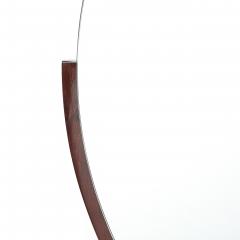 Art Deco Round Mirror with Walnut Black Lacquer Half Border Detailing - 4622897