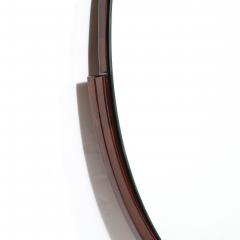 Art Deco Round Mirror with Walnut Black Lacquer Half Border Detailing - 4622903
