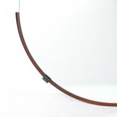 Art Deco Round Mirror with Walnut Black Lacquer Half Border Detailing - 4622942