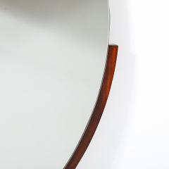 Art Deco Round Mirror with Walnut Black Lacquer Half Border Detailing - 4622943