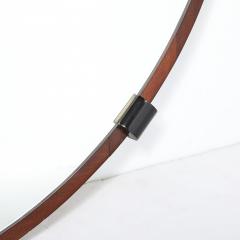 Art Deco Round Mirror with Walnut Black Lacquer Half Border Detailing - 4622954