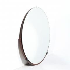 Art Deco Round Mirror with Walnut Black Lacquer Half Border Detailing - 4622969