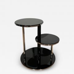 Art Deco Round Side Table Black Lacquer Chrome Metal Trims France circa 1930 - 3571265