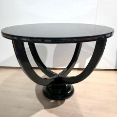 Art Deco Round Side Table Black Lacquer and Metal France circa 1930 - 3749429