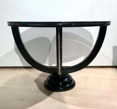 Art Deco Round Side Table Black Lacquer and Metal France circa 1930 - 3749431