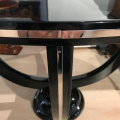 Art Deco Round Side Table Black Lacquer and Metal France circa 1930 - 3749433