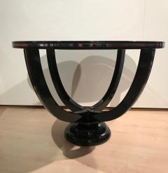 Art Deco Round Side Table Black Lacquer and Metal France circa 1930 - 3749438