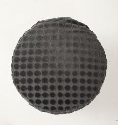 Art Deco Round Textured Ottoman with Metal Base French 1920s - 4387384