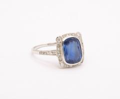 Art Deco Sapphire and Diamond White Gold Ring - 3154022