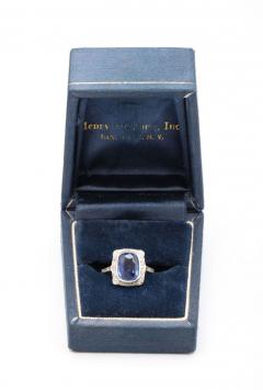 Art Deco Sapphire and Diamond White Gold Ring - 3154024