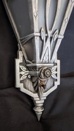 Art Deco Sconces Original 1920s Aluminum with Glass Panels Unique  - 3794225