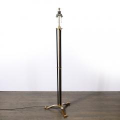 Art Deco Scroll Form Base Machine Age Cylindrical Vitrolite Bronze Floor Lamp - 4550605