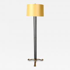 Art Deco Scroll Form Base Machine Age Cylindrical Vitrolite Bronze Floor Lamp - 4556959