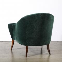 Art Deco Scroll Form Lounge Chair W Walnut Supports in Viridian Velvet Mohair - 4566399