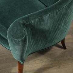 Art Deco Scroll Form Lounge Chair W Walnut Supports in Viridian Velvet Mohair - 4566411