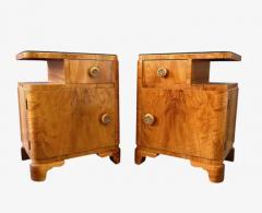 Art Deco Sculptural Nightstands With Bookmatched Burl Veneer - 4003348