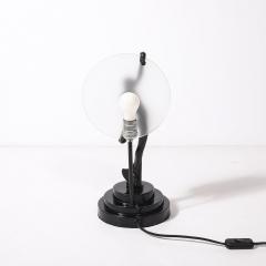 Art Deco Sculptural Nude Table Lamp in Black Enamel Frosted Glass - 4438461