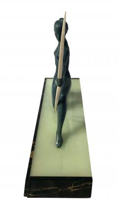 Art Deco Sculpture Diana kneeling by Gual Bronze Ivory France circa 1928 - 1903880