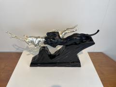 Art Deco Sculpture of a Deer and Panther by Rochard White Gold France c 1930 - 3935485