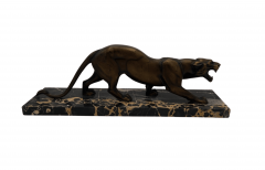 Art Deco Sculpture of a Panther Bronze Cast Marble France circa 1930 - 2516169