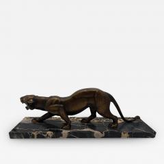 Art Deco Sculpture of a Panther Bronze Cast Marble France circa 1930 - 2516801