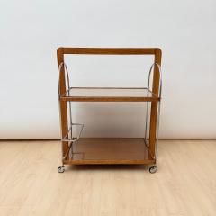 Art Deco Serving Trolley Oak wood Chrome and Glass France circa 1930 - 4531533