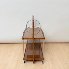 Art Deco Serving Trolley Oak wood Chrome and Glass France circa 1930 - 4531534