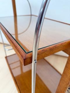 Art Deco Serving Trolley Oak wood Chrome and Glass France circa 1930 - 4531537