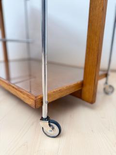 Art Deco Serving Trolley Oak wood Chrome and Glass France circa 1930 - 4531538