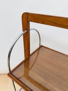 Art Deco Serving Trolley Oak wood Chrome and Glass France circa 1930 - 4531540