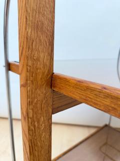 Art Deco Serving Trolley Oak wood Chrome and Glass France circa 1930 - 4531542