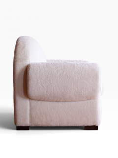 Art Deco Shearling Club Chair and Ottoman 1980s - 4761448