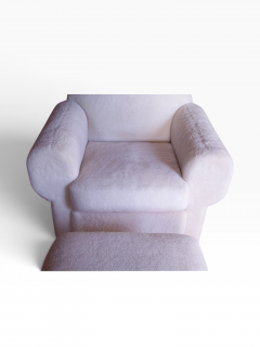 Art Deco Shearling Club Chair and Ottoman 1980s - 4761451
