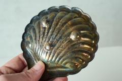 Art Deco Shell Shaped Vide Poche in Patinated Silver and Satin Glass 1930s - 4396287