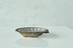 Art Deco Shell Shaped Vide Poche in Patinated Silver and Satin Glass 1930s - 4396296