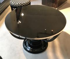 Art Deco Side Table Black Lacquer and Chrome - 868799