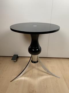 Art Deco Side Table Black Lacquer and Chrome France circa 1930 - 2958306