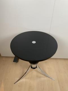 Art Deco Side Table Black Lacquer and Chrome France circa 1930 - 2958314