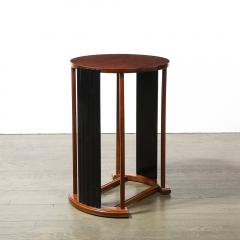 Art Deco Side Table in Book Matched Walnut Black Lacquer Fluted Supports - 4038190