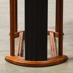 Art Deco Side Table in Book Matched Walnut Black Lacquer Fluted Supports - 4038213