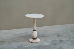 Art Deco Side Table in Carved Alabaster and Patinated Brass Italy 1940s - 4803221